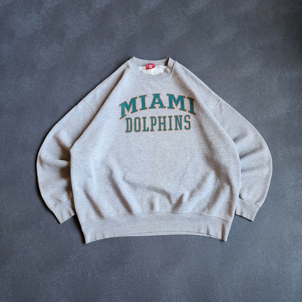 Vintage Y2K Miami Dolphins NFL Grey Pullover Sweatshirt XXL